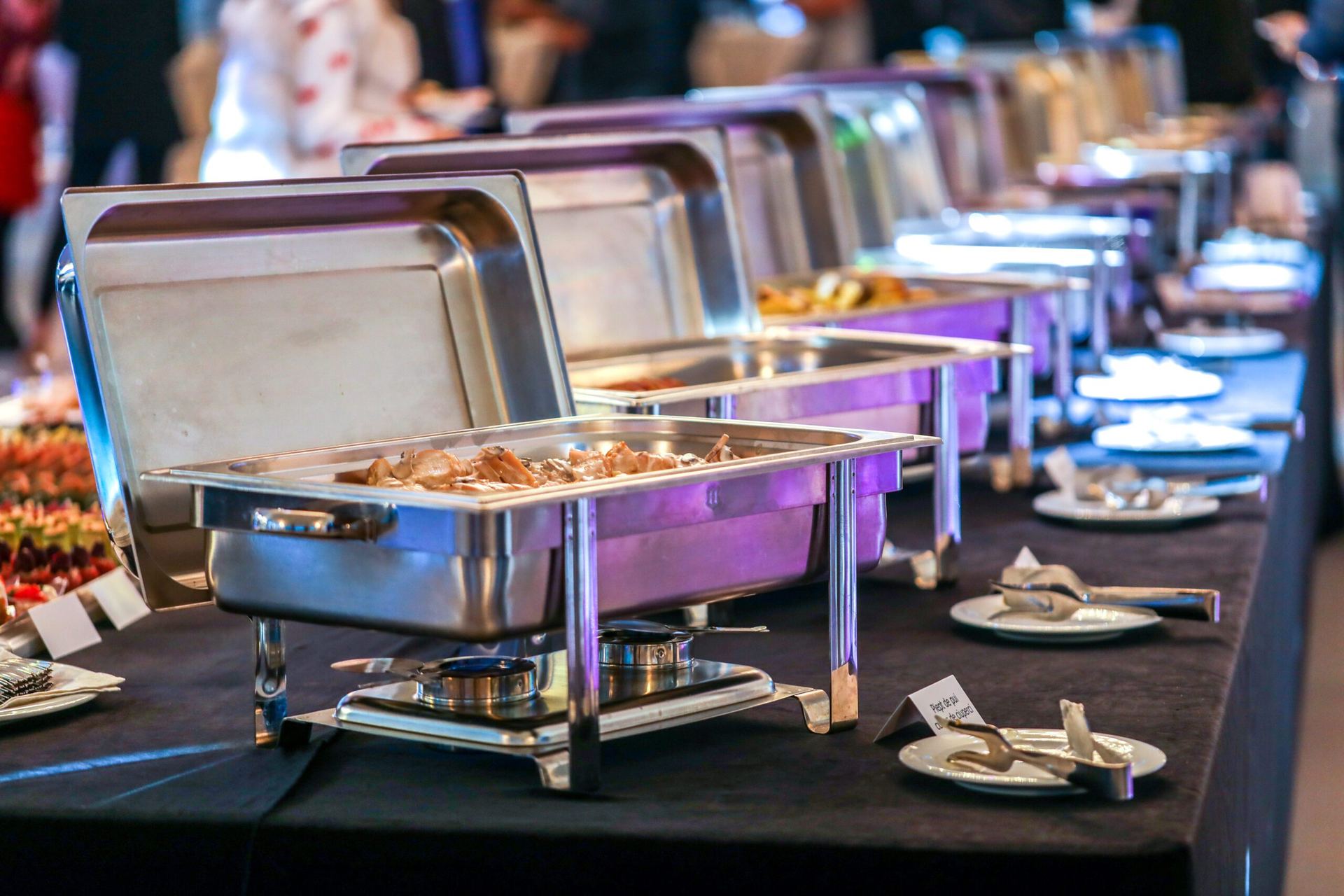 Koko's catering buffet with chafing dishes